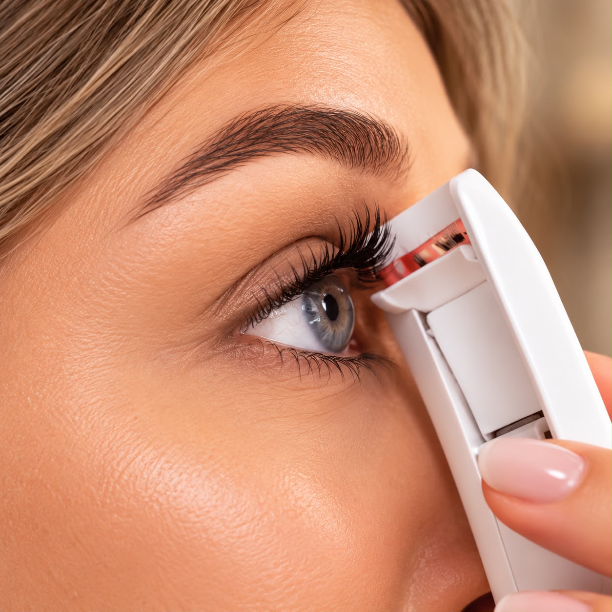 Elektrisch verwarmde wimperkruller met ledverlichting
